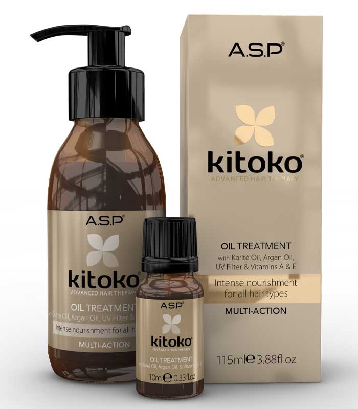 Produktfoto, kitoko oil treatment, haaröl, gruppenbild 