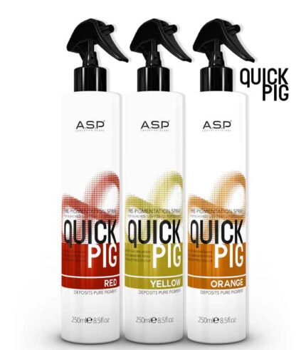 Produktfoto, Quick pig von ASP, drei Sprühflaschen in rot, orange und gelb
