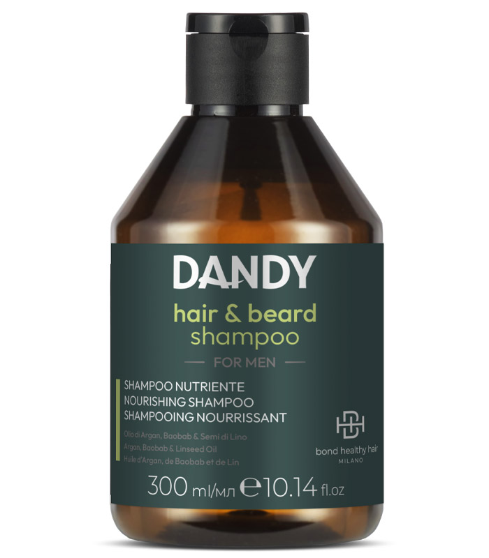 dandy hair and beard shampoo 300ml 700x800 braune flache mit grünem ettiket