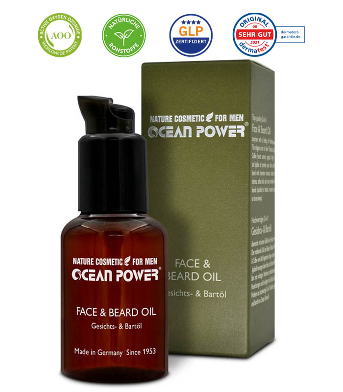 face and beard oil 700x800 Kopie braune dose, grüne kartonage