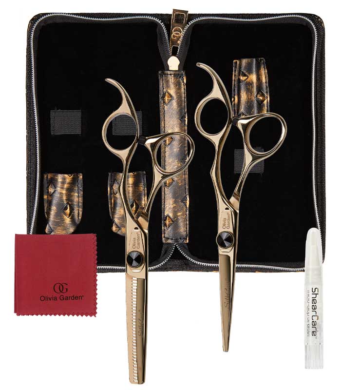 Olivia Garden – 2er Scherenset „Black-Gold“ -5,75″ – right